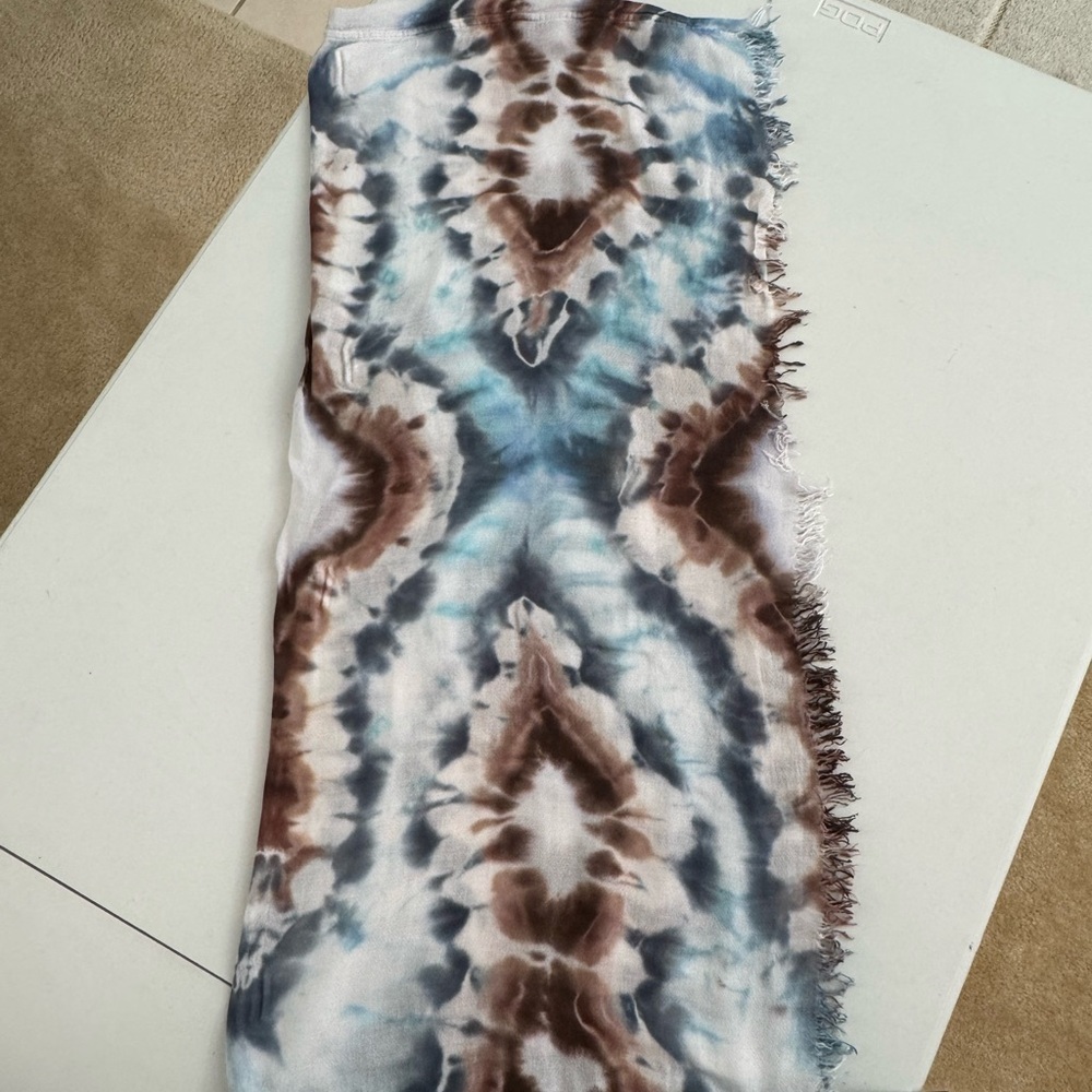 Colette Malouf Blue and Brown Swirl Scarf